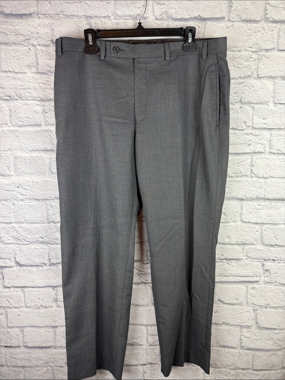 Lauren Ralph Lauren Pants Mens 36 x 30 Gray Dress Slacks Flat Front Paisley Trim